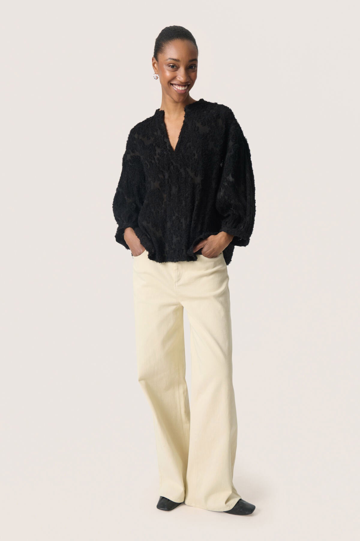Soaked in Luxury Raye Amily Textured Blouse - Black