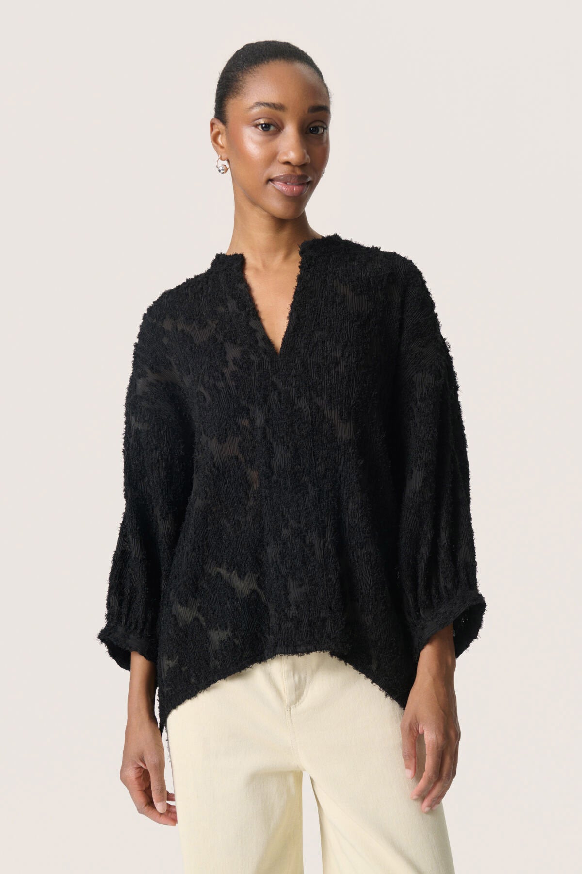 Soaked in Luxury Raye Amily Textured Blouse - Black