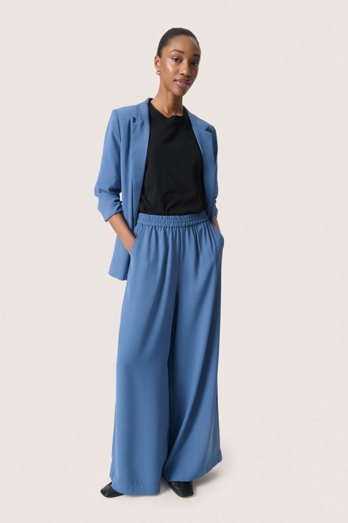 Soaked in Luxury Shirley Wide Leg Trousers - Bijou Blue