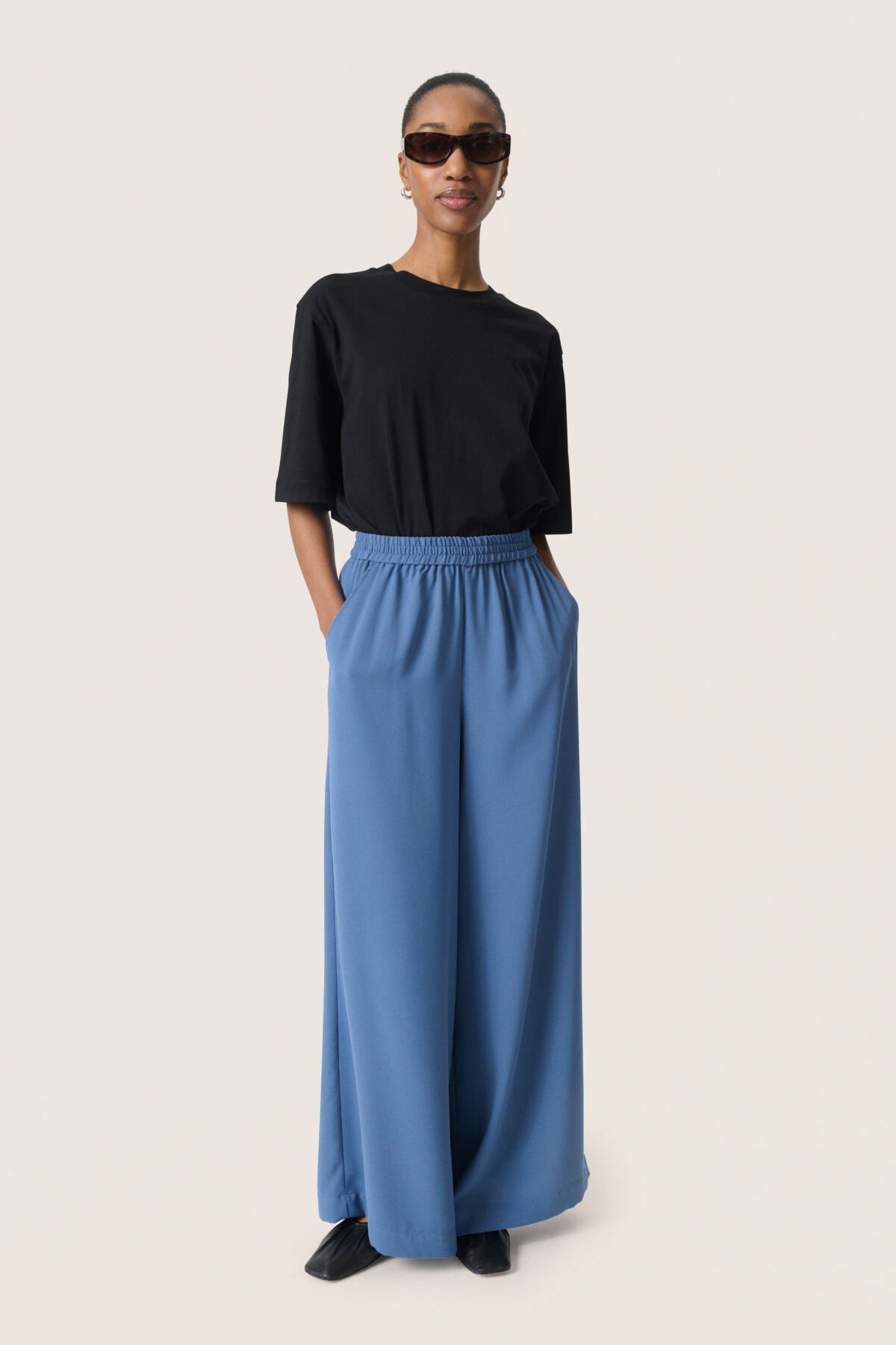 Soaked in Luxury Shirley Wide Leg Trousers - Bijou Blue