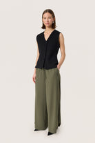 Soaked in Luxury Shirley Wide Leg Trousers - Grape Leaf