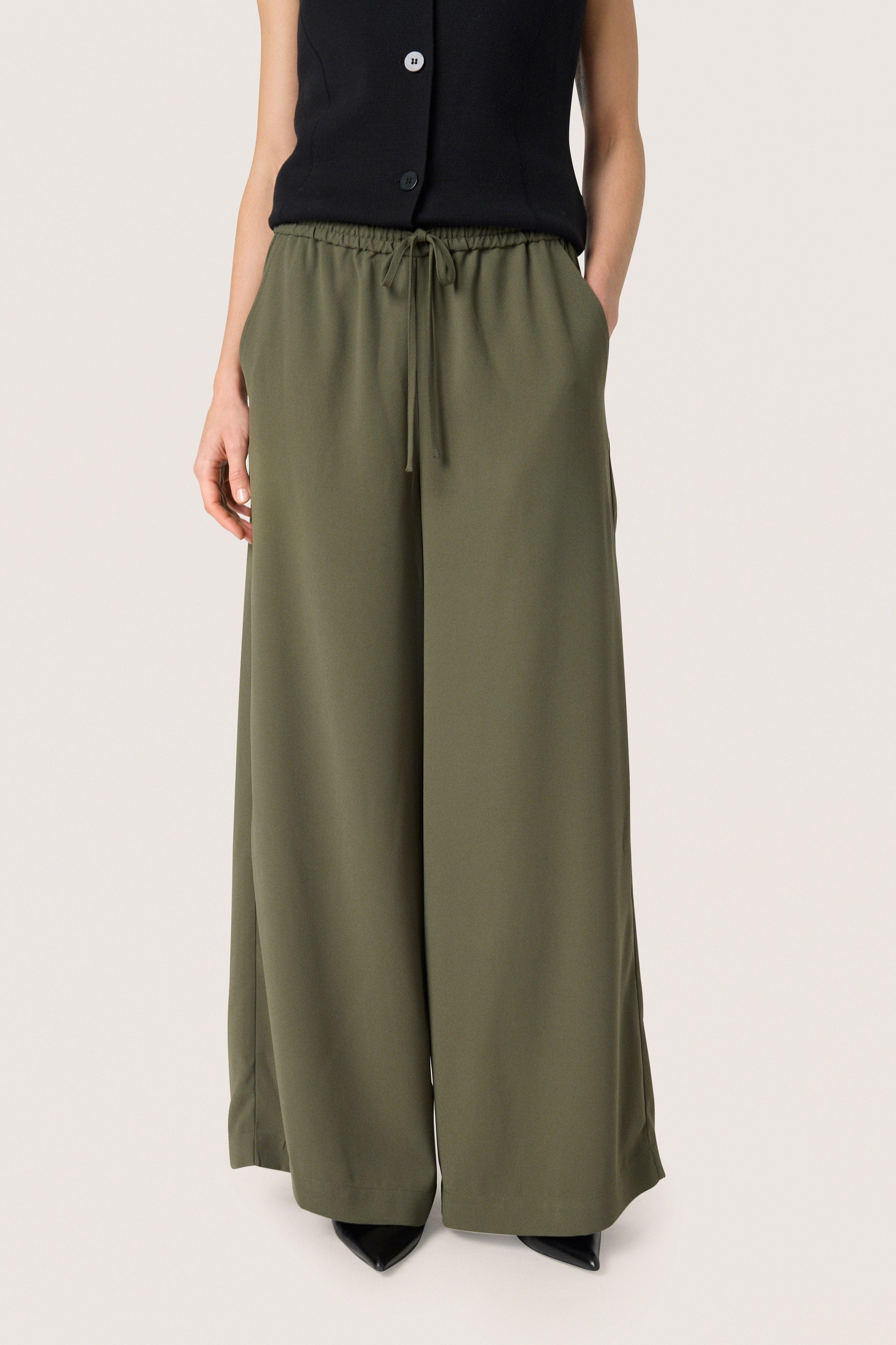 Soaked in Luxury Shirley Wide Leg Trousers - Grape Leaf
