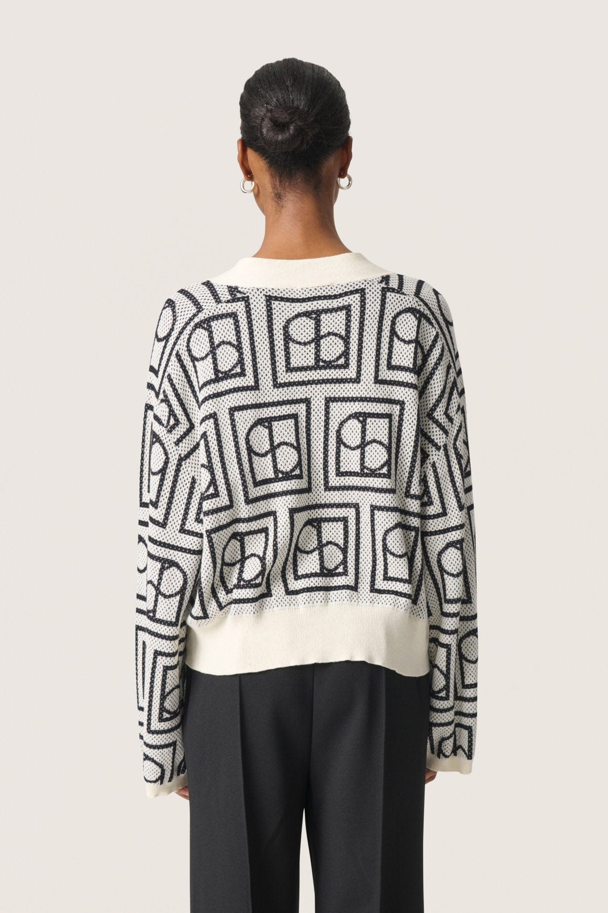 Soaked in Luxury Shonda Cardigan - White and Black Monogram