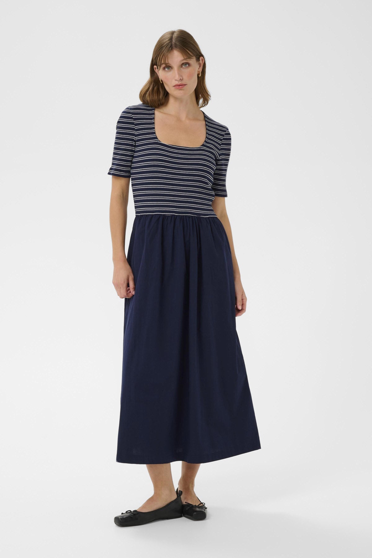 Soaked in Luxury Simone Striped Midi Dress - India Ink