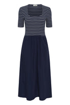 Soaked in Luxury Simone Striped Midi Dress - India Ink