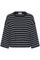 Soaked in Luxury Spina Stripe Boxy Pullover Cropped - Salute/White