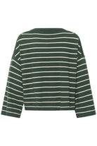 Soaked in Luxury Spina Stripe Boxy Pullover Cropped - Trekking Green/White