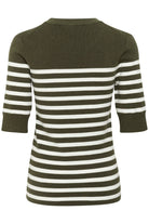 Soaked in Luxury Spina Striped Knitted T-Shirt - Grape Leaf/White Stripe