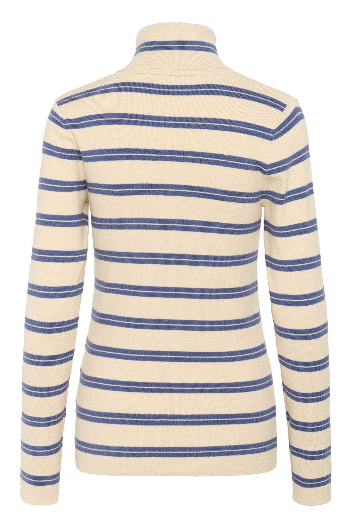 Soaked in Luxury Spina Striped Rollneck - Sandshell with Bijou Blue
