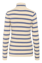 Soaked in Luxury Spina Striped Rollneck - Sandshell with Bijou Blue