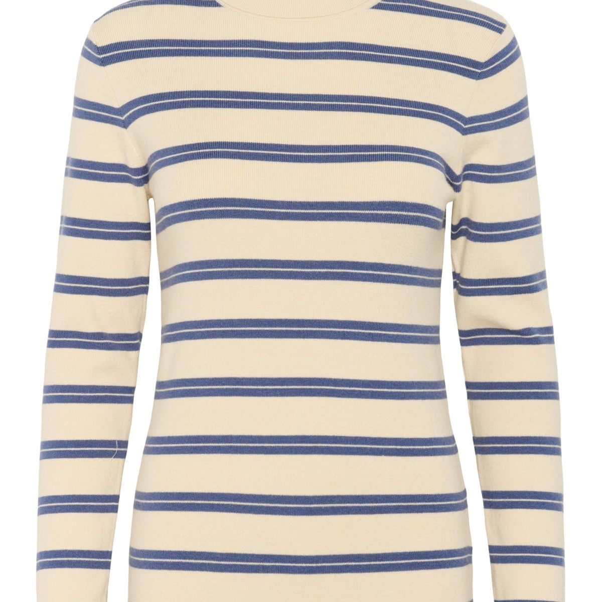 Soaked in Luxury Spina Striped Rollneck - Sandshell with Bijou Blue ...
