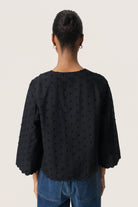 Soaked in Luxury Sunela Dobby Detail Blouse - Black