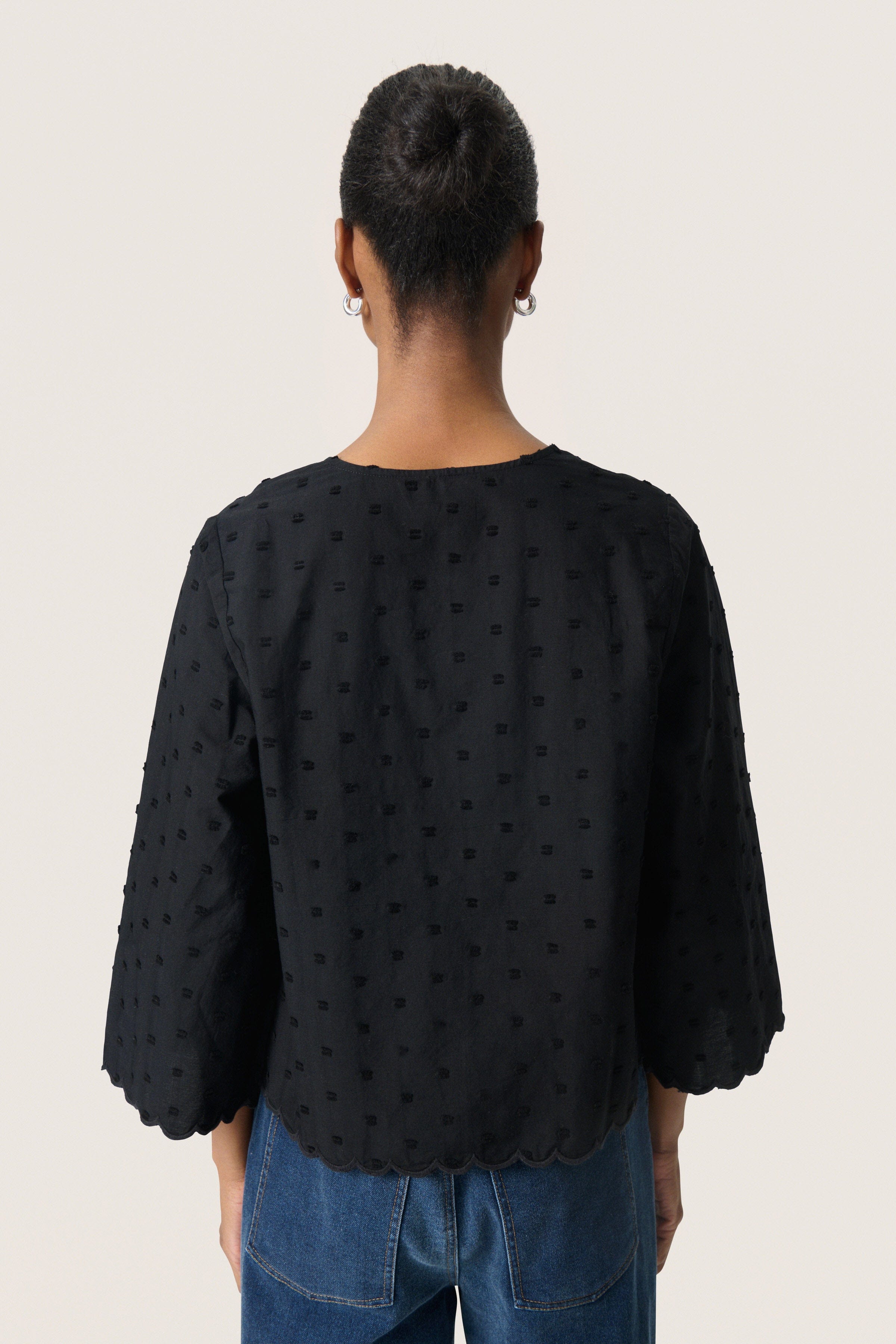 Soaked in Luxury Sunela Dobby Detail Blouse - Black