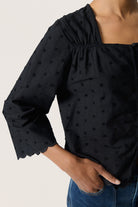 Soaked in Luxury Sunela Dobby Detail Blouse - Black