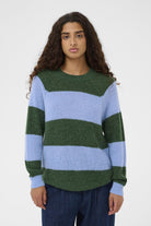 Soaked in Luxury Tuesday Wool Blend Jumper - Green/Hydrangea Stripe