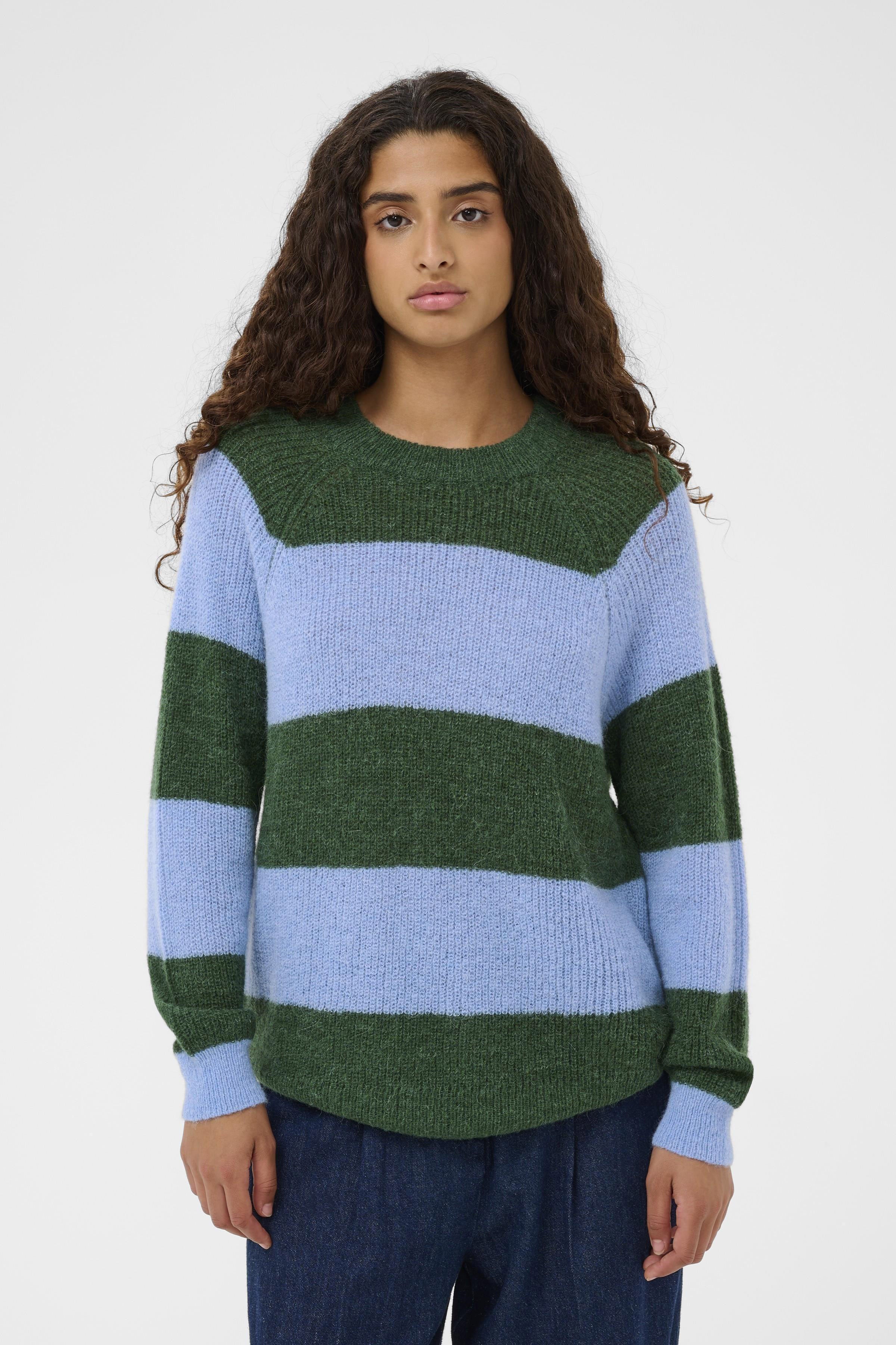Soaked in Luxury Tuesday Wool Blend Jumper - Green/Hydrangea Stripe
