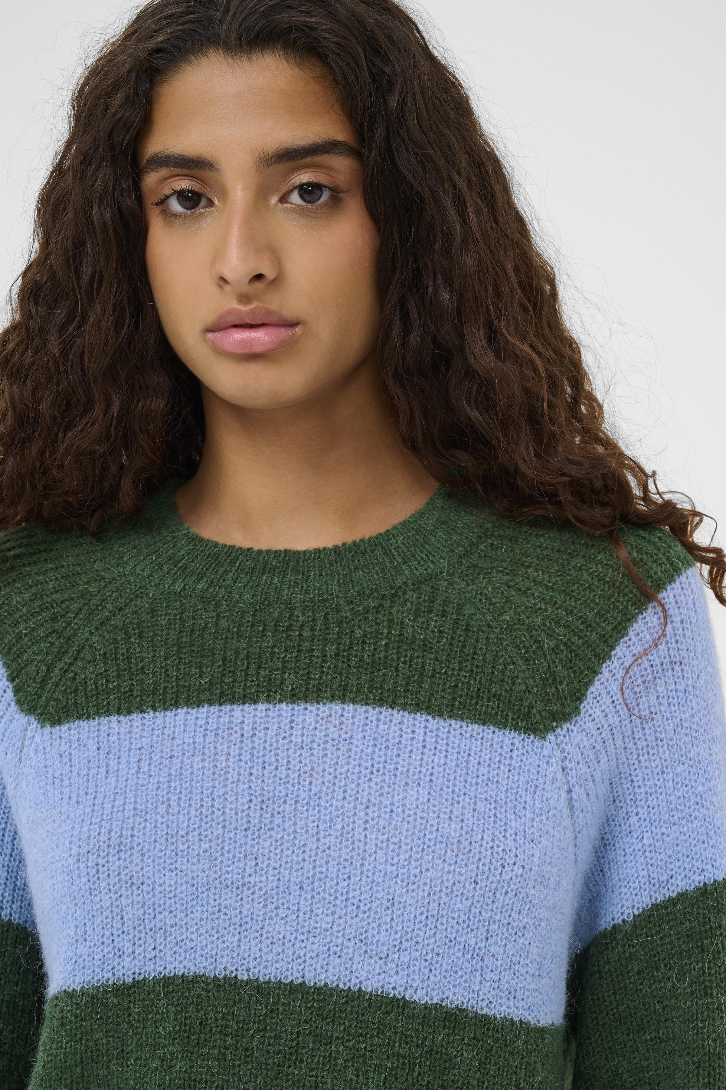 Soaked in Luxury Tuesday Wool Blend Jumper - Green/Hydrangea Stripe