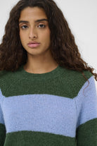 Soaked in Luxury Tuesday Wool Blend Jumper - Green/Hydrangea Stripe