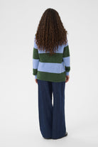 Soaked in Luxury Tuesday Wool Blend Jumper - Green/Hydrangea Stripe