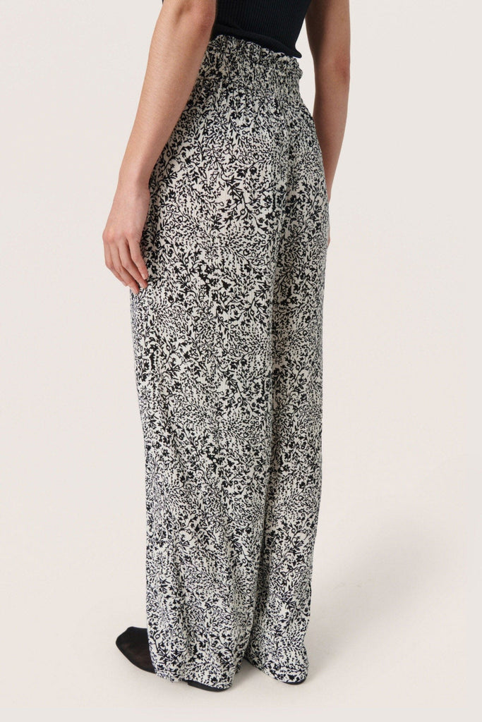 Soaked in Luxury Zaya Wide Leg Trousers - Black and White Ditsy Print
