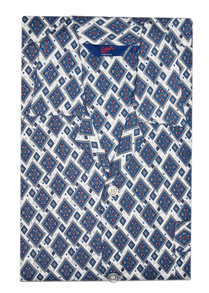 Somax Blue Diamond Cotton Pyjamas - Elastic Waist