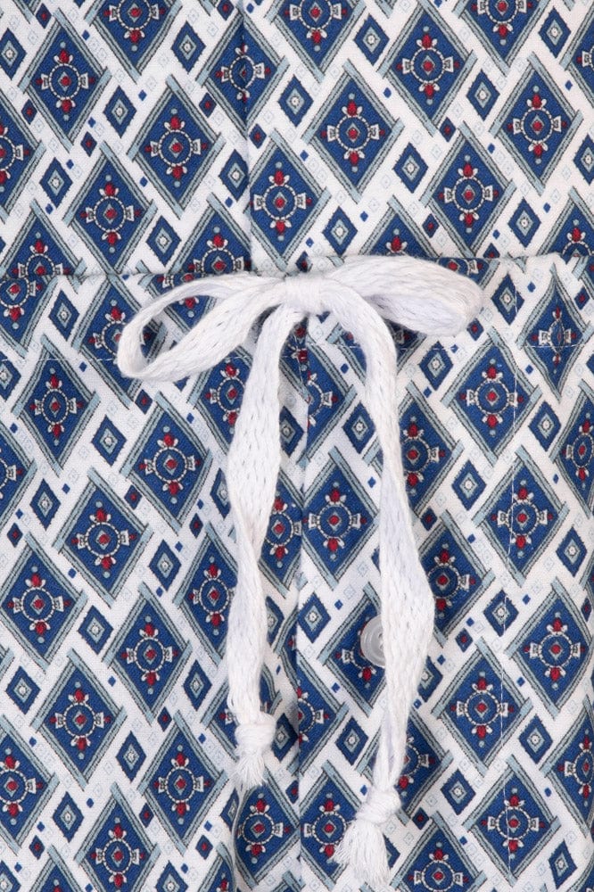 Somax Blue Diamond Cotton Pyjamas - Tie Waist