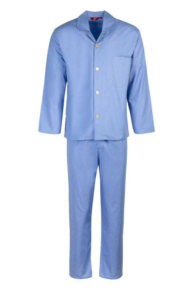 Somax Blue Plain Cotton Pyjamas - Tie Waist