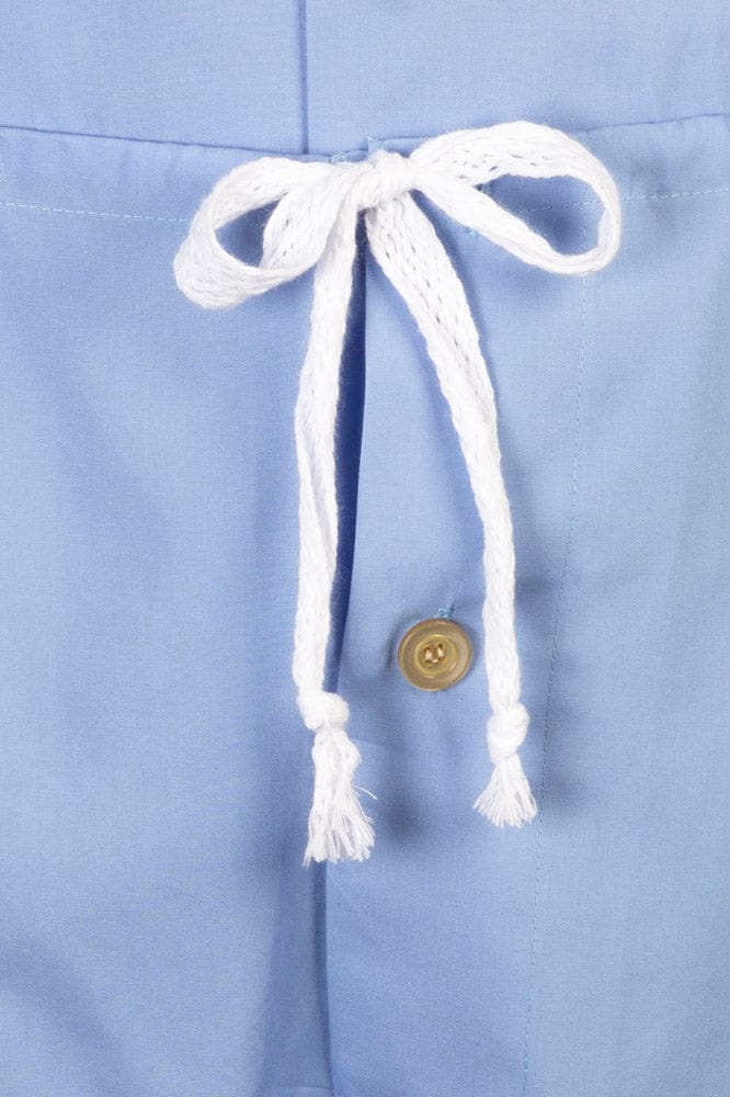 Somax Blue Plain Cotton Pyjamas - Tie Waist