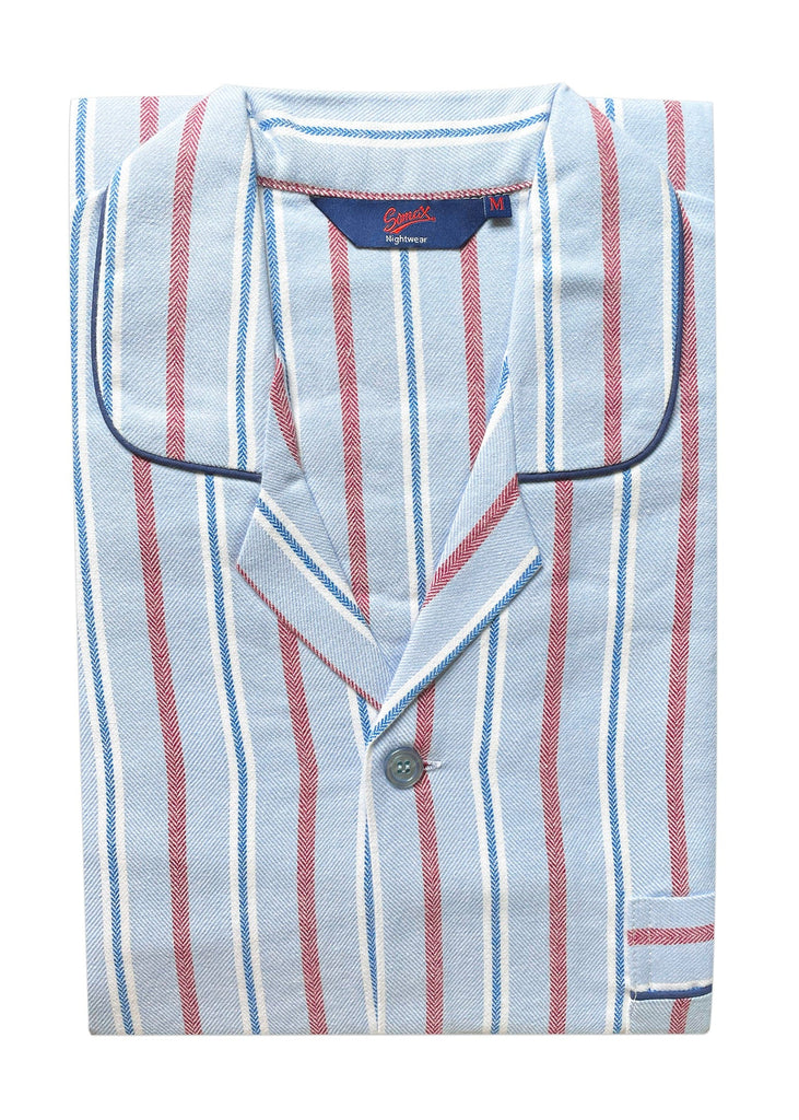 Somax Blue Stripe Brushed Cotton Pyjamas