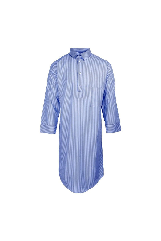 Somax Blue Stripe Closed Front Cotton Nightshirt - Royal Blue