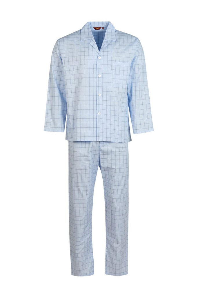 Somax Lightweight Cotton Check Elastic Waist Pyjamas - Blue