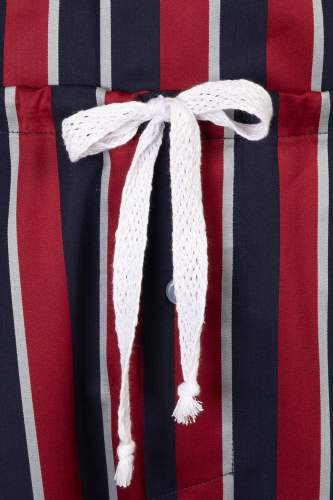 Somax Luxury Cotton Regimental Stripe Tie Waist Pyjamas - Red