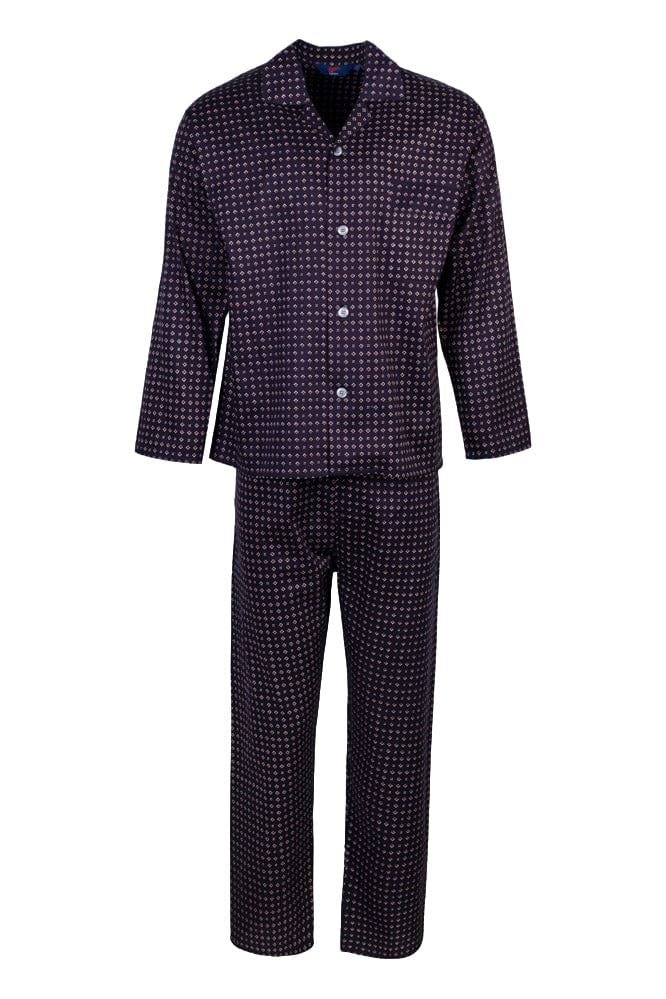 Somax Navy Patterned Cotton Pyjamas - Elastic Waist