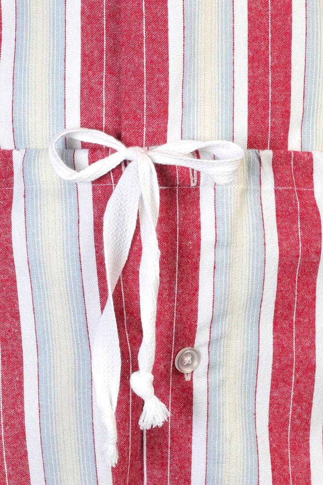 Somax Red Stripe Cotton Flannelette Pyjamas - Tie Waist