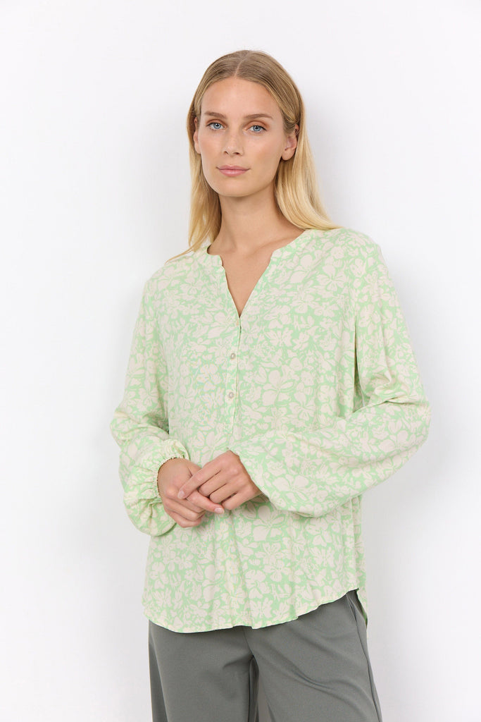 Soya Concept Adisa Floral Print Blouse - Bright Green Combi