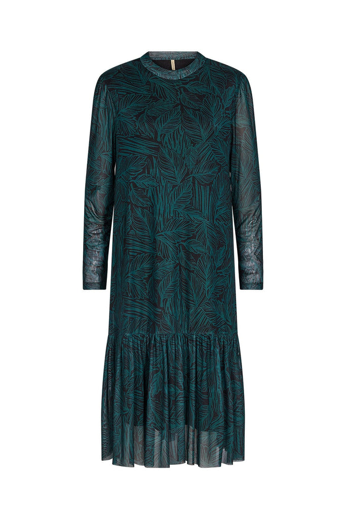 Soya Concept Alda Mesh Printed Dress - Shady Green Combi