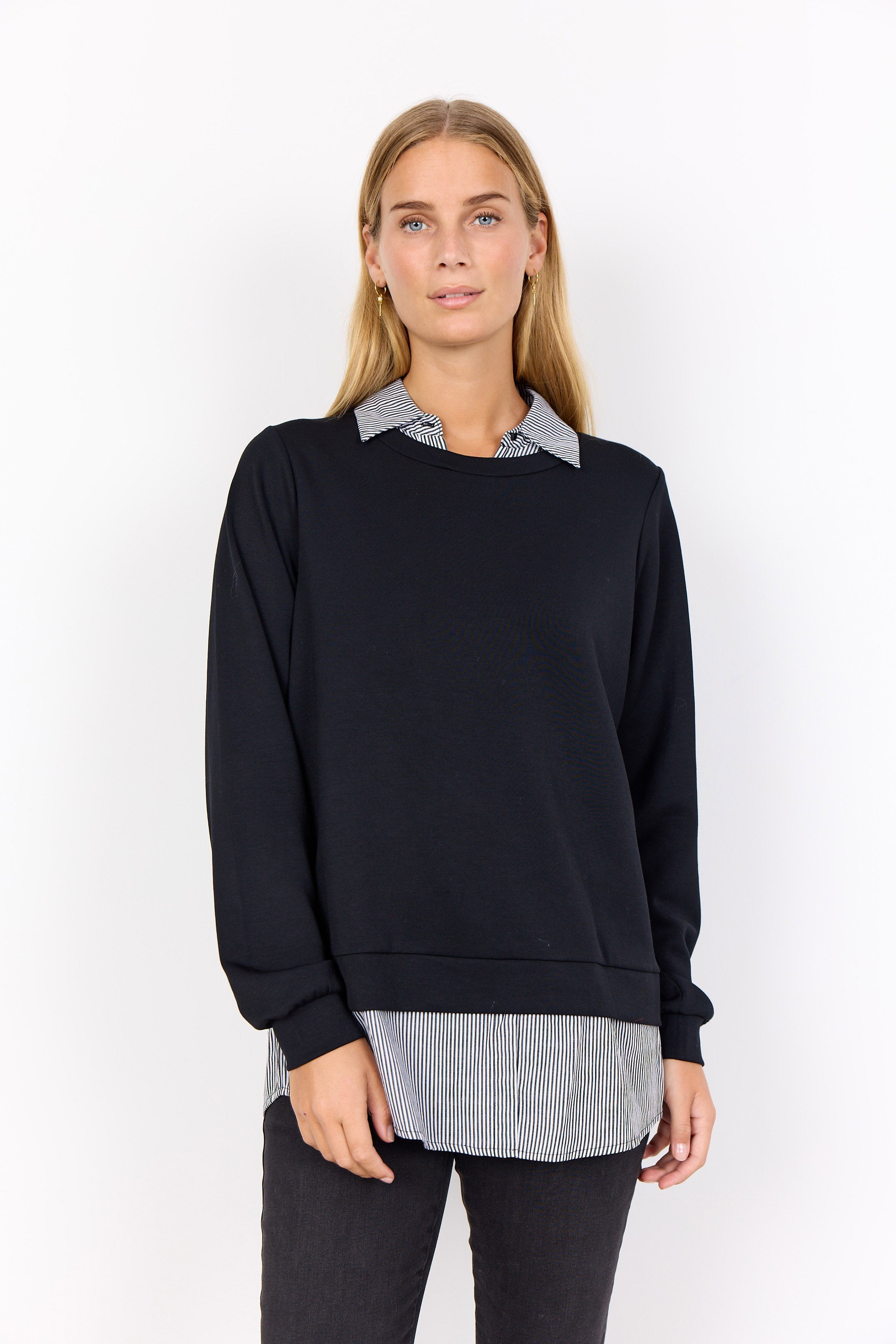 Soya Concept Banu 2 in 1 Shirt Sweatshirt - Black Combi