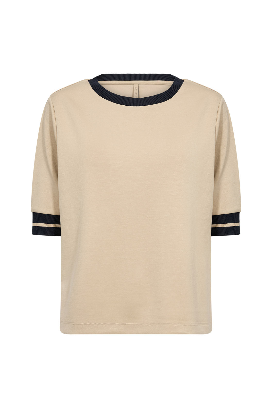 Soya Concept Banu Contrast Trim T-Shirt - Sand