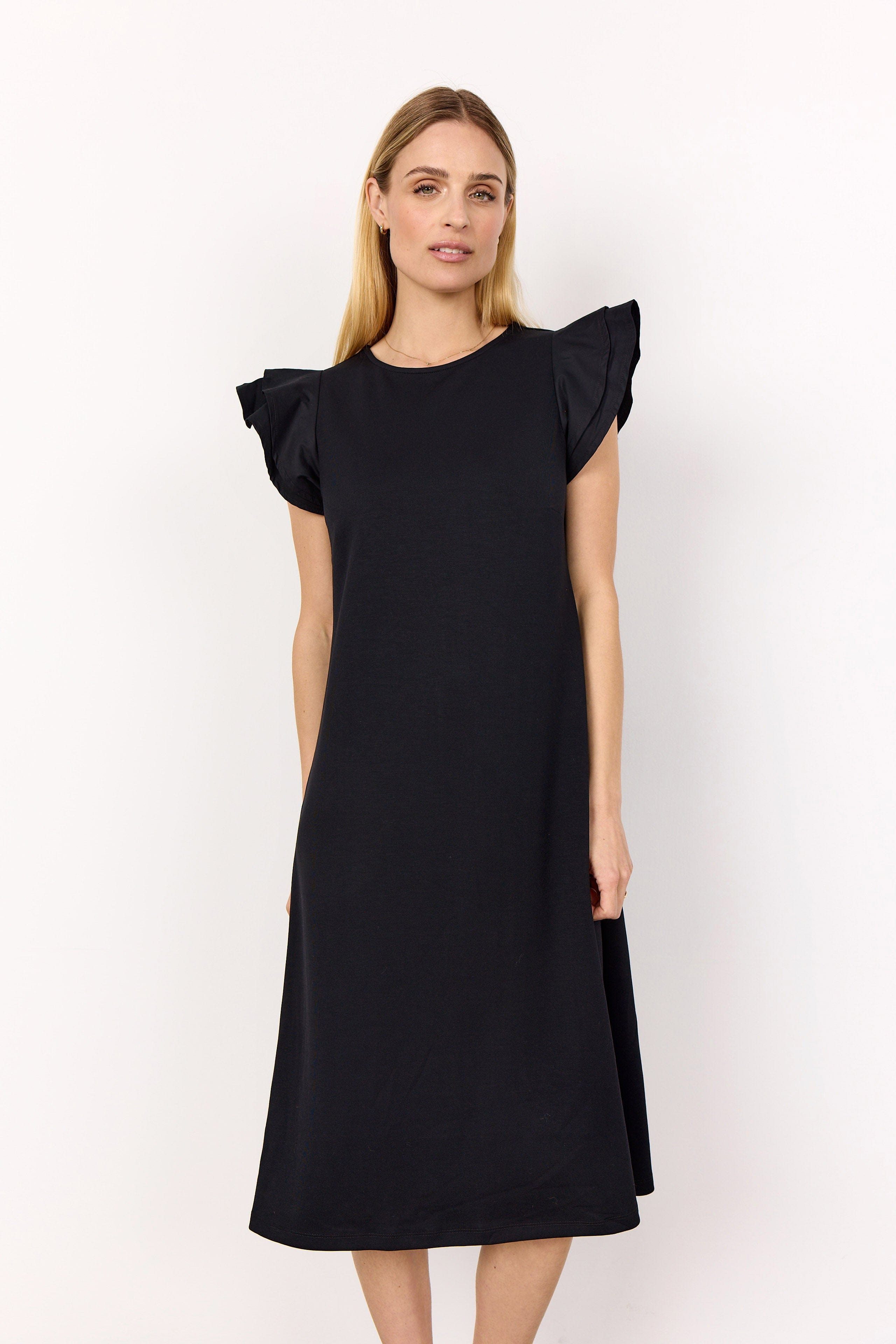 Soya Concept Banu Dress with Flutter Sleeve - Black