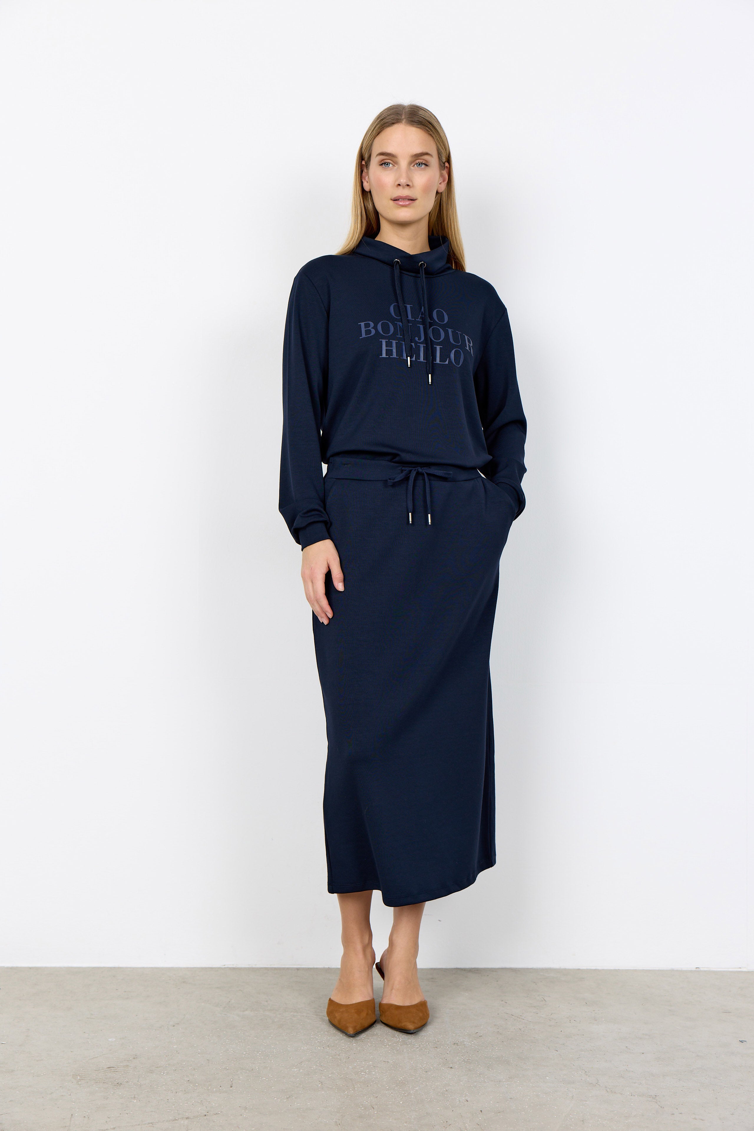 Soya Concept Banu Midi Skirt - Navy