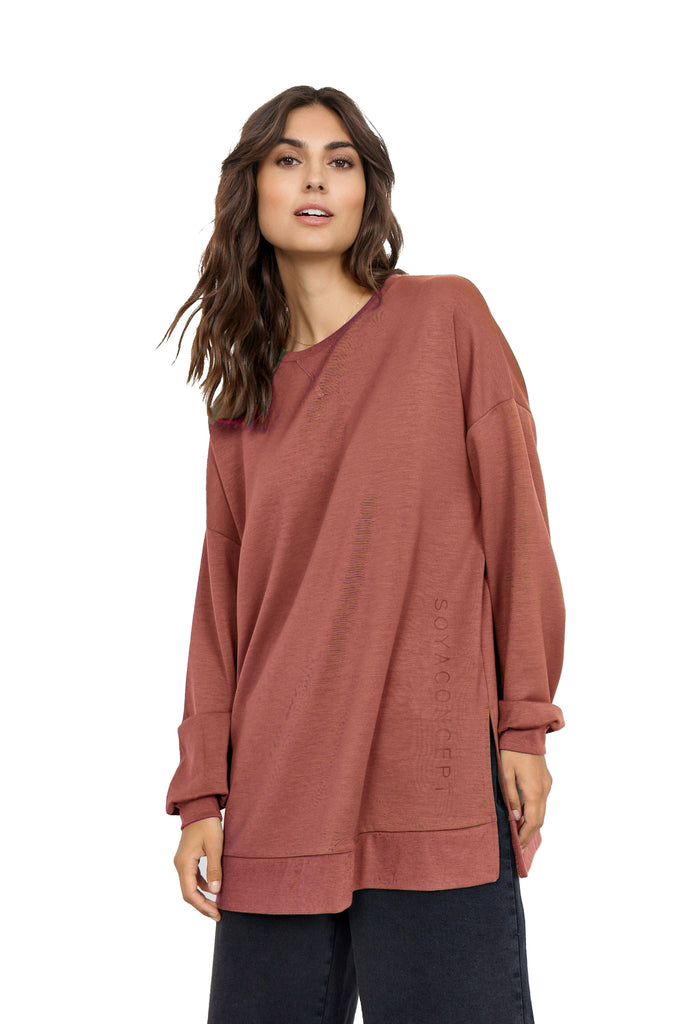 Soya Concept Banu Plain Long Sleeve Sweatshirt - Wine
