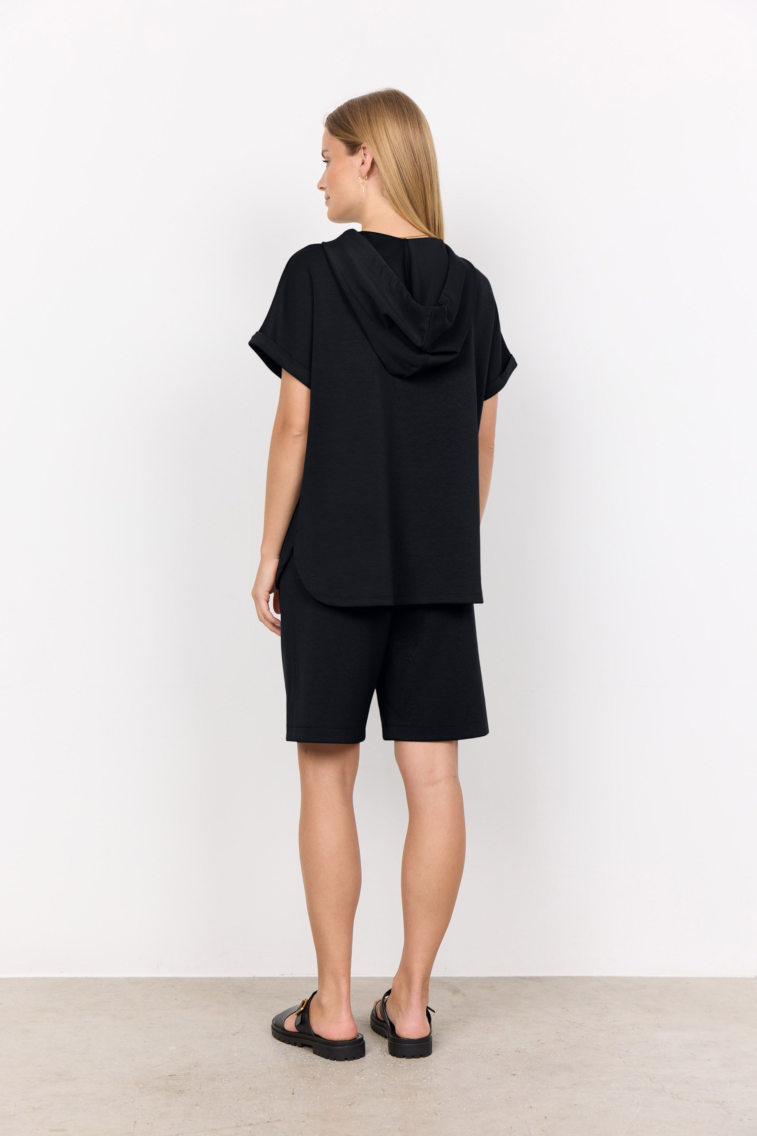Soya Concept Banu Short Sleeve Hoodie - Black