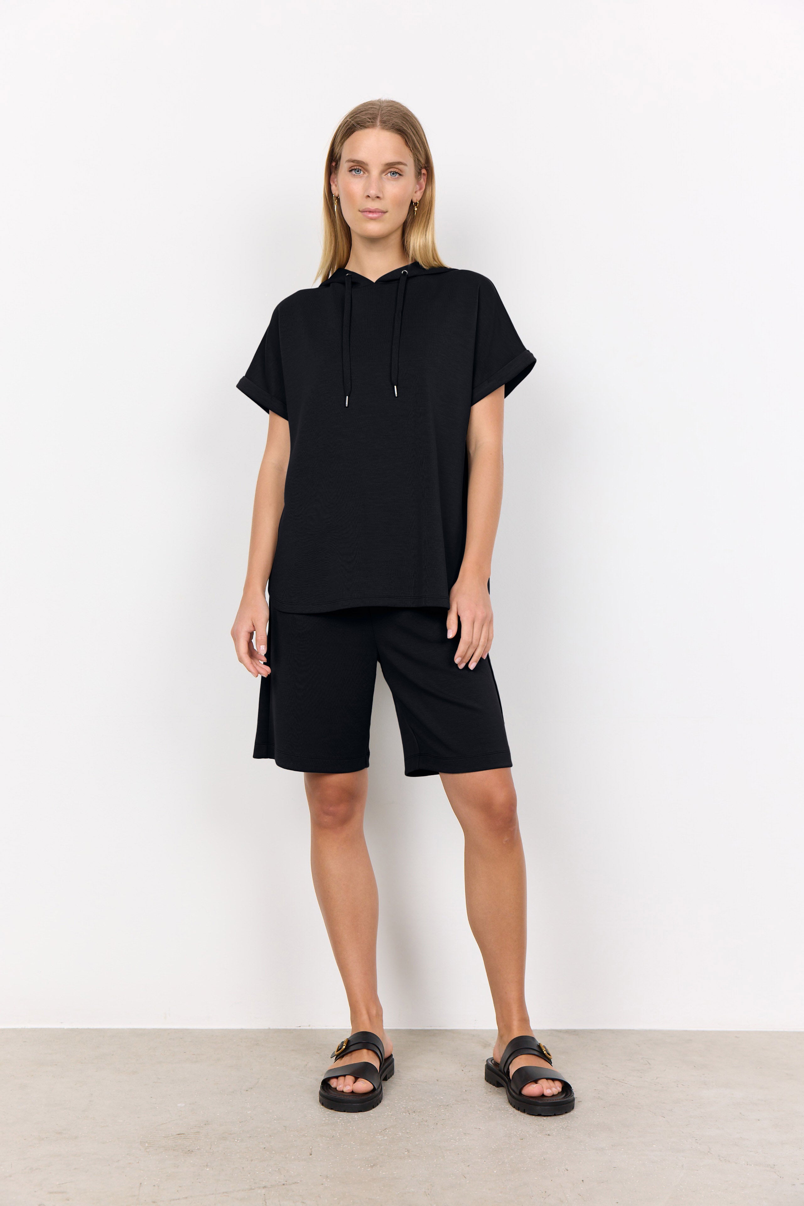 Soya Concept Banu Short Sleeve Hoodie - Black
