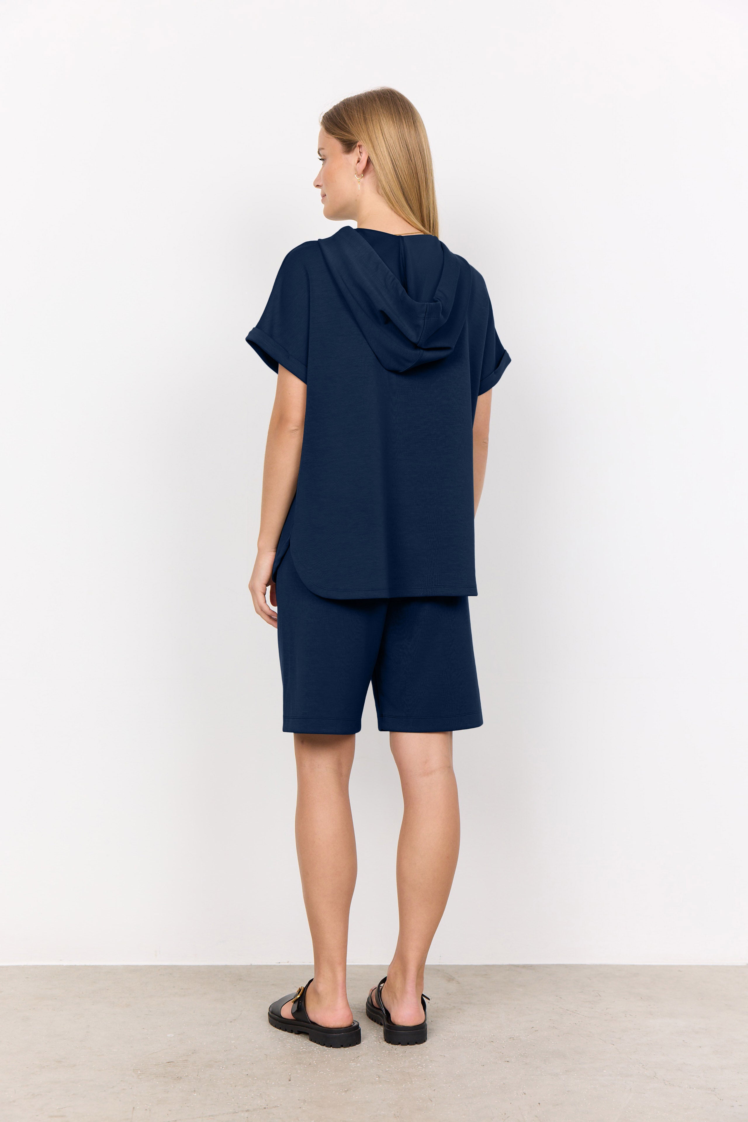 Soya Concept Banu Short Sleeve Hoodie - Navy