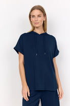 Soya Concept Banu Short Sleeve Hoodie - Navy