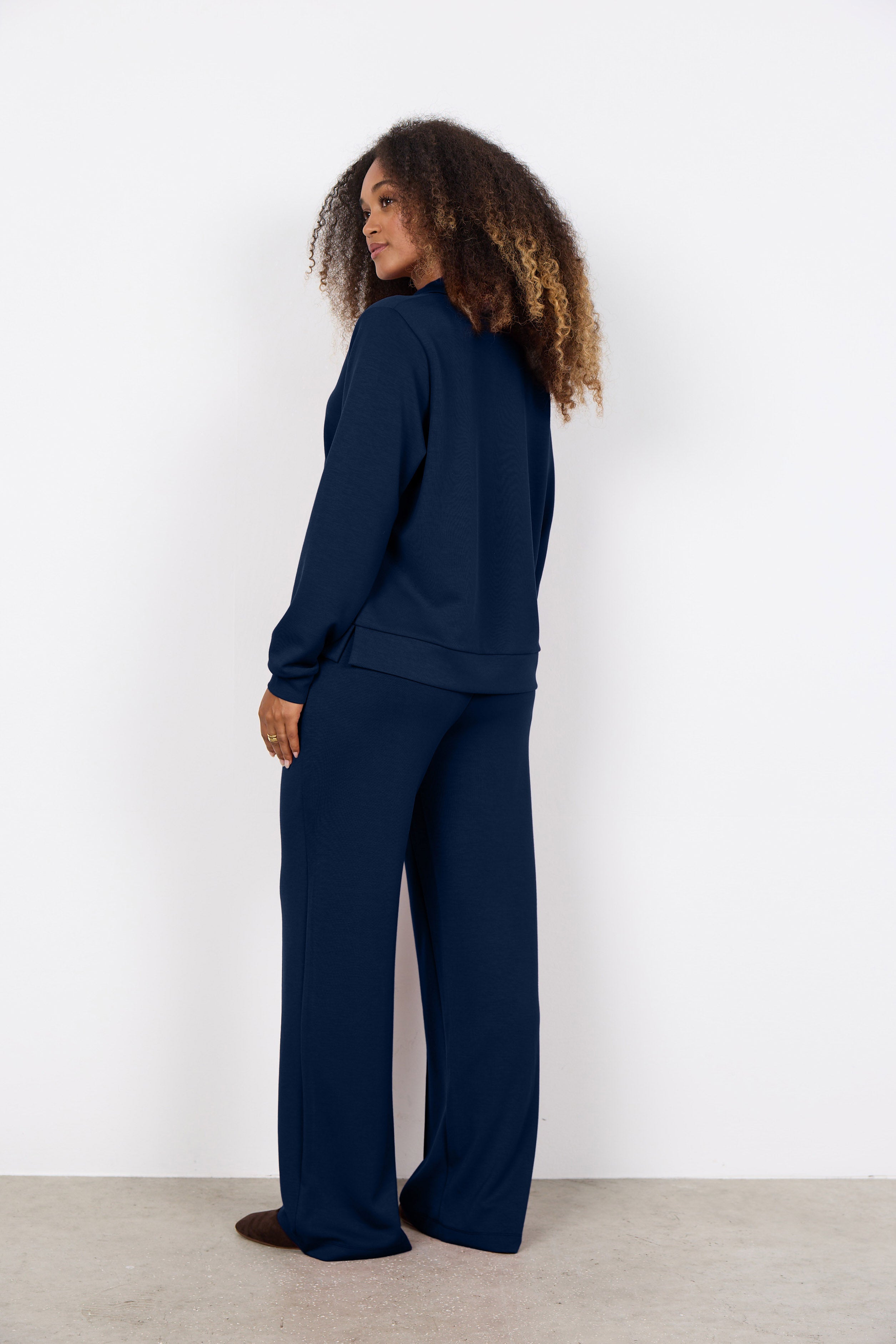 Soya Concept Banu Sweatshirt with Collar - Navy