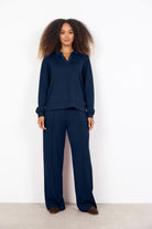 Soya Concept Banu Sweatshirt with Collar - Navy