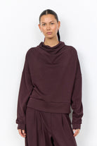 Soya Concept Banu Sweatshirt with Cowl Neckline - Chocolate Plum
