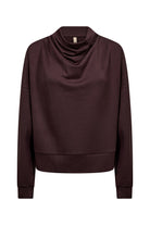 Soya Concept Banu Sweatshirt with Cowl Neckline - Chocolate Plum