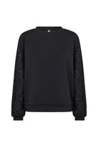 Soya Concept Banu Sweatshirt with Lace Sleeve Detail - Black